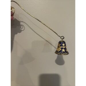 Vintage Enameled Cloisonne Gold Stars Angel Candle‎ Snuffer With Coiled Handle